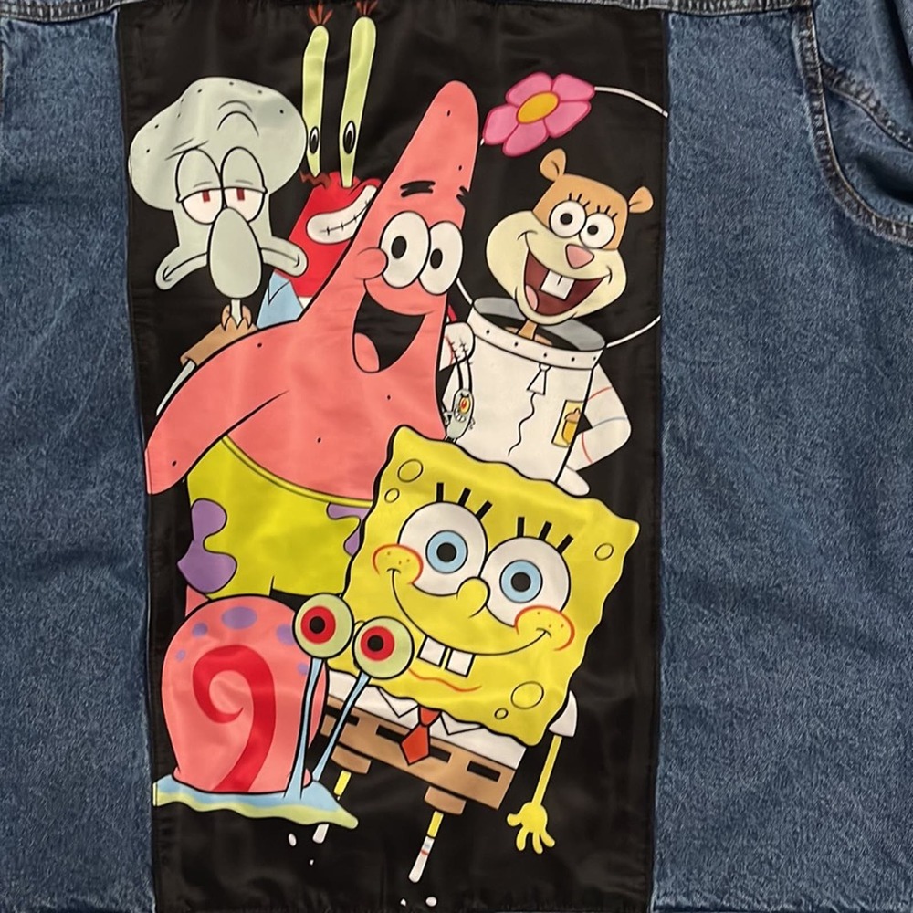 Nickelodeon Sponge Bob Oversized Denim Jacket Size 1x Free Ships Same day - Picture 2 of 5